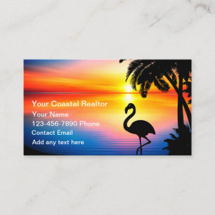 Carte De Visite Agent immobilier thème plage côtière 