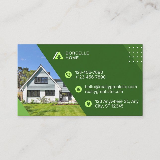 Carte De Visite Agent immobilier unique vert (Devant)