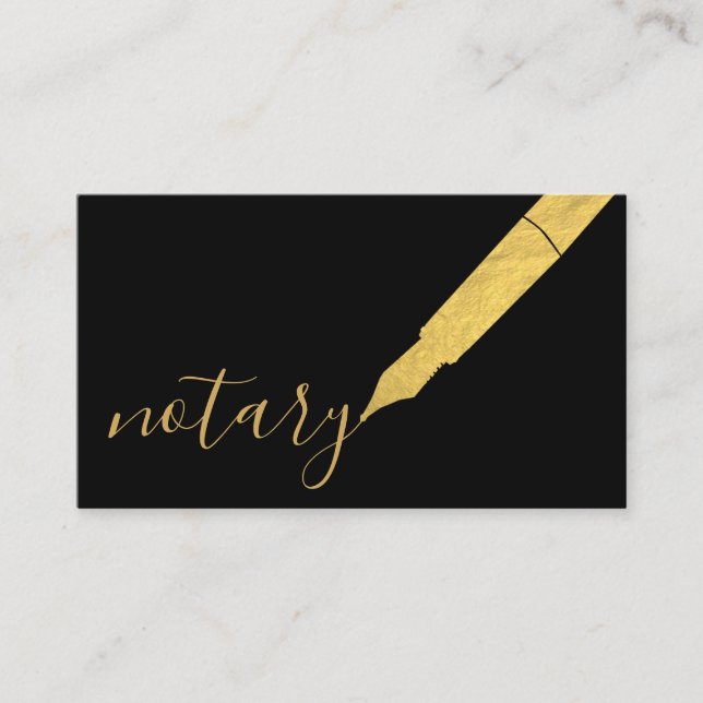 Carte De Visite Agent notarial Logo de stylo en plume Calligraphie (Devant)