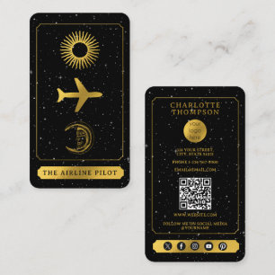 Carte De Visite Agent pilote du logo Tarot céleste Gold Noir