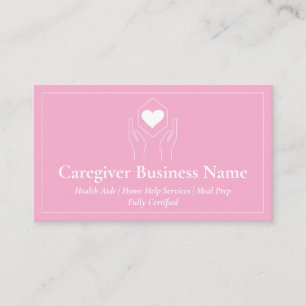 Carte De Visite aidant minimaliste cœur main rose