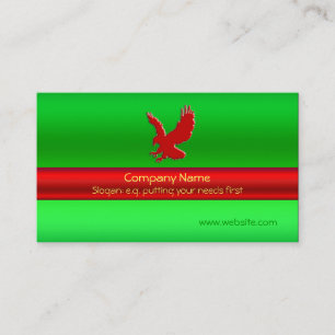 Carte De Visite Aigle rouge en saute sur effet métallique vert