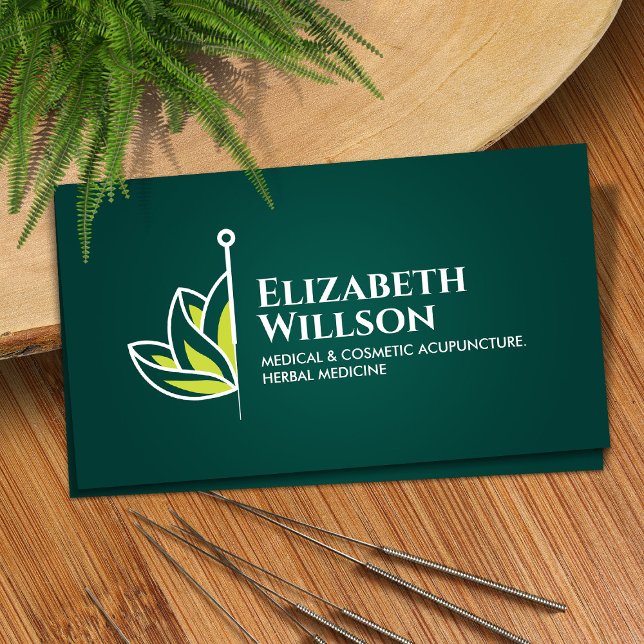 Carte De Visite Aiguille à acupuncture minimale cool - Fleur de lo (Créateur téléchargé)