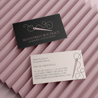 Carte De Visite Aiguille de couturière tailleur rose noir