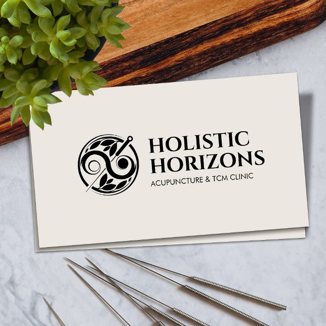 Carte De Visite Aiguilles d'acupuncture, Yin Yang et Feuille (Créateur téléchargé)
