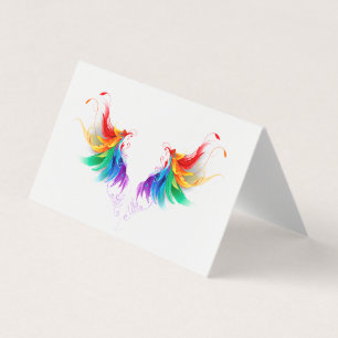 Carte De Visite Ailes fluffy arc-en-ciel