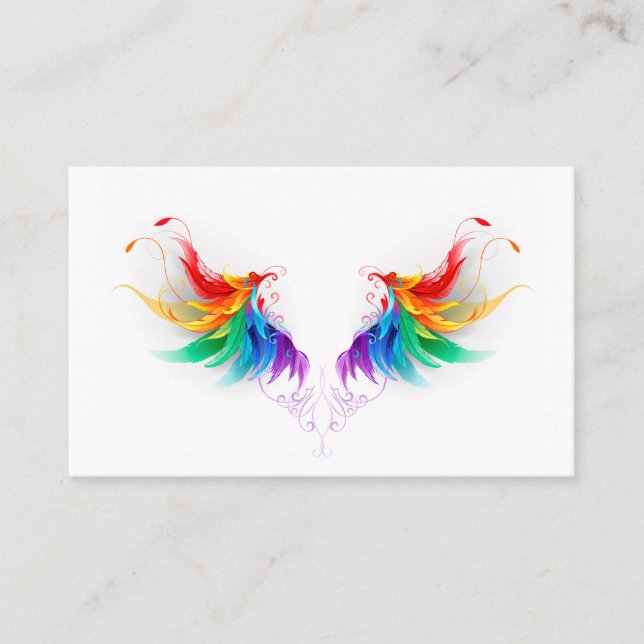 Carte De Visite Ailes fluffy arc-en-ciel (Devant)