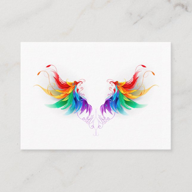 Carte De Visite Ailes fluffy arc-en-ciel (Devant)
