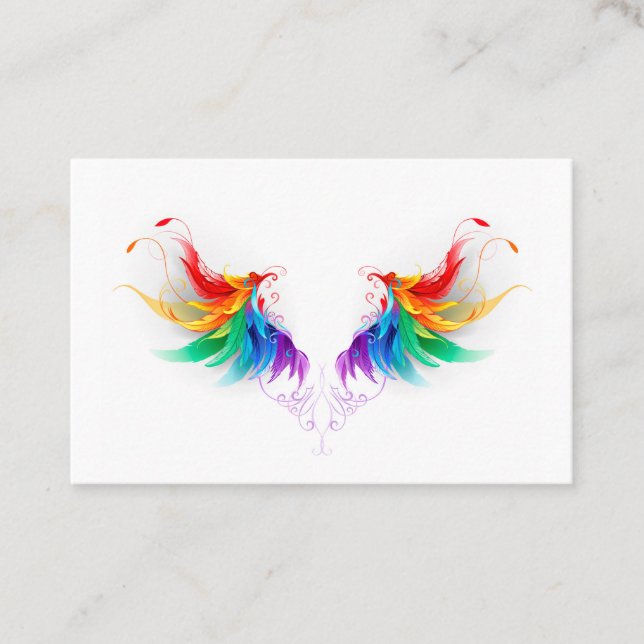 Carte De Visite Ailes fluffy arc-en-ciel (Devant)