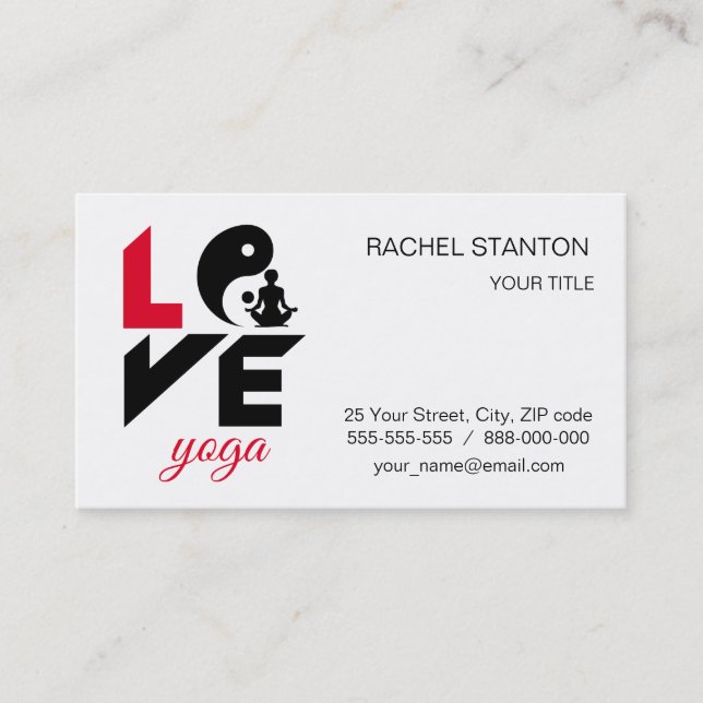 Carte De Visite Aimer le yoga (Devant)