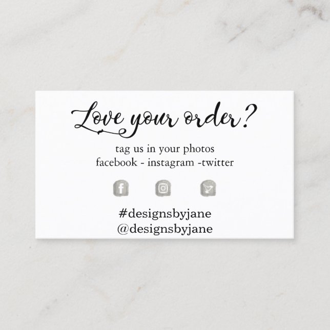 Carte De Visite Aimez votre commande Petite entreprise Insérer une (Devant)