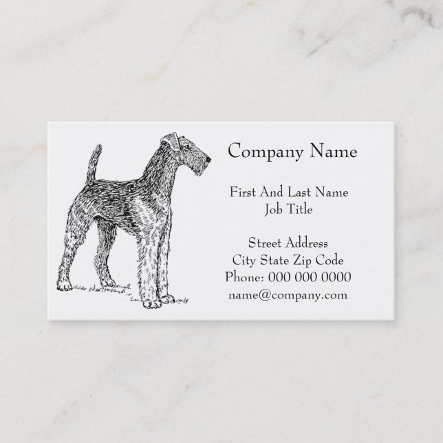 Carte De Visite Airedale Terrier Dessin de chien élégant (Devant)