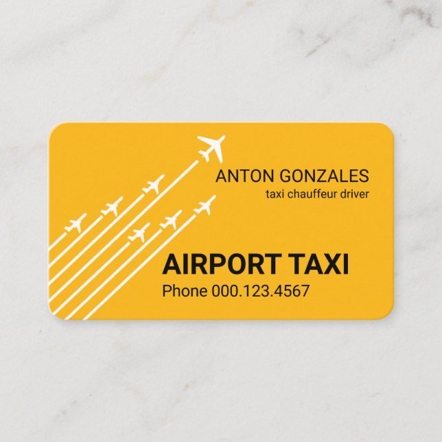 Carte De Visite Airplanes Liftoff Yellow Taxi Cab (Devant)