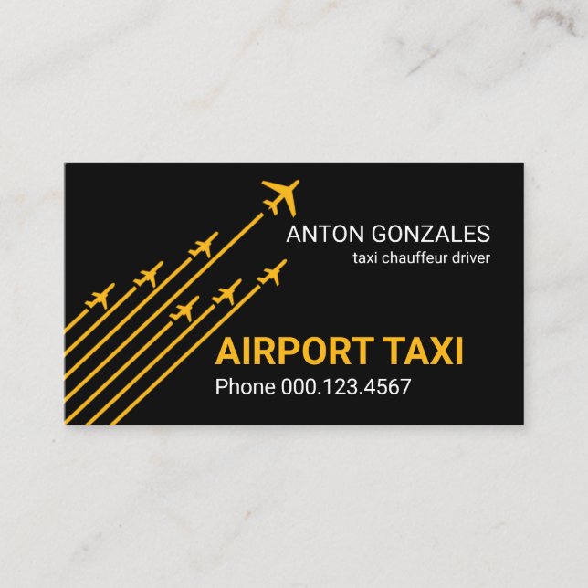 Carte De Visite Airplanes Liftoff Yellow Taxi Cab (Devant)