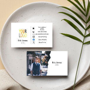 Carte De Visite ajouter le logo BUSINESS LOGO et médias sociaux Bu