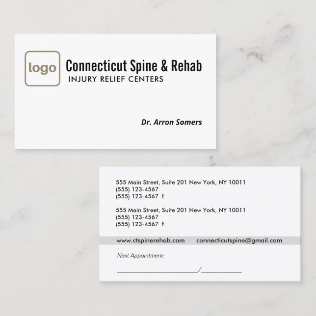 Carte De Visite Ajouter le logo Chiropractic Chiropractor Nominati (Devant / Derrière)