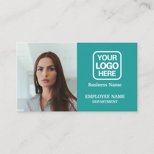 Carte De Visite Ajouter le logo Turquoise Modern Professional Phot (Devant)