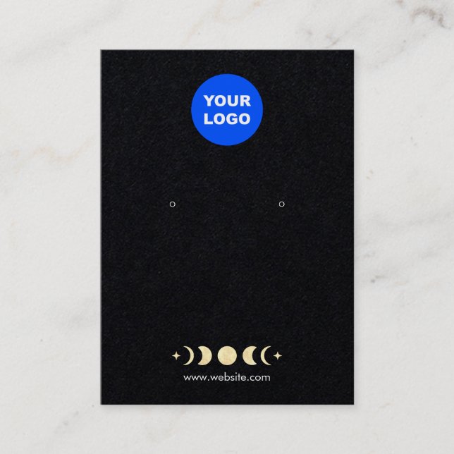 Carte De Visite Ajouter Logo Lune Or Phase Écran Noir d'oreille (Devant)