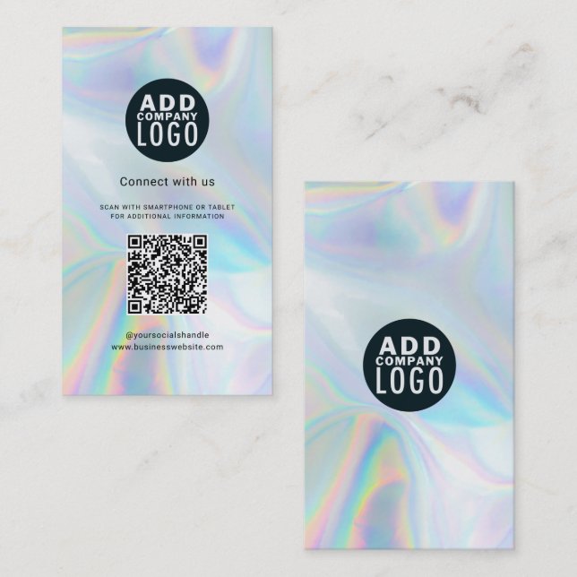 Carte De Visite Ajouter un logo d'entreprise et un code QR hologra (Devant / Derrière)