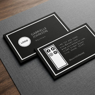 Carte De Visite Ajouter un logo moderne Cercle Professionnel Noir 