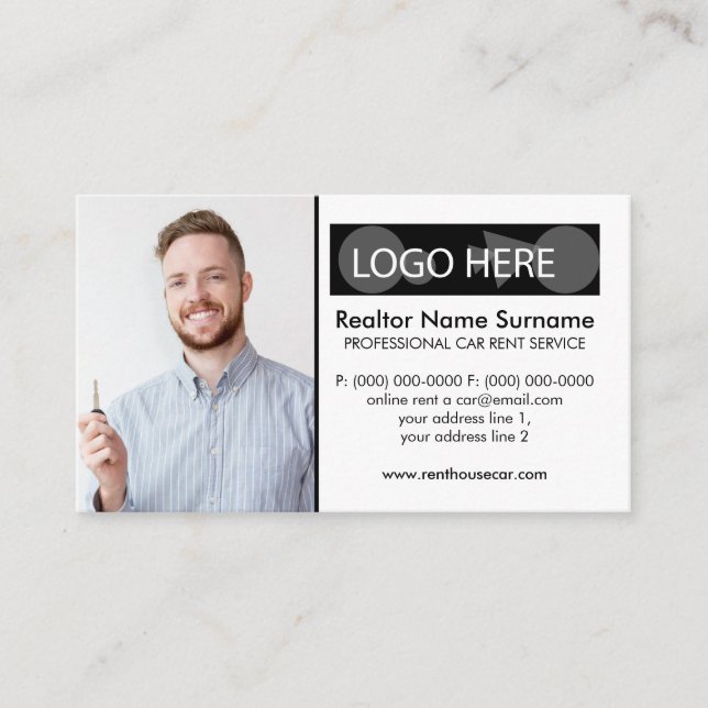 Carte De Visite Ajouter une photo Insérer un logo Louer une voitur (Devant)