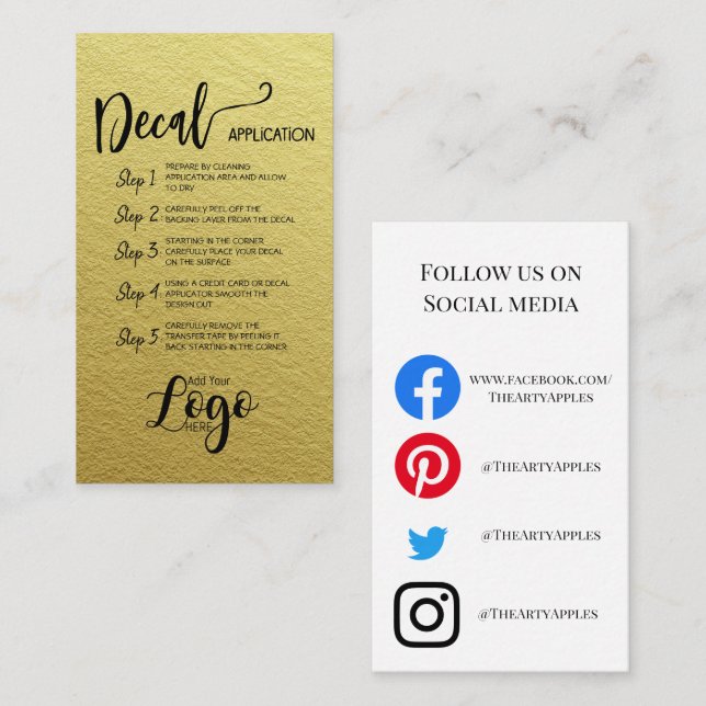 Carte De Visite AJOUTER VOTRE LOGO application de décalcomanie CAR (Devant / Derrière)