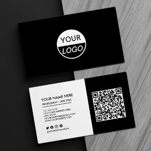 Carte De Visite Ajouter votre logo Black and White Professional