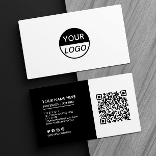 Carte De Visite Ajouter votre logo Black and White Professional