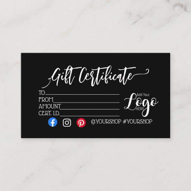 CARTE DE VISITE AJOUTER VOTRE LOGO BON D'AFFAIRES (Devant)