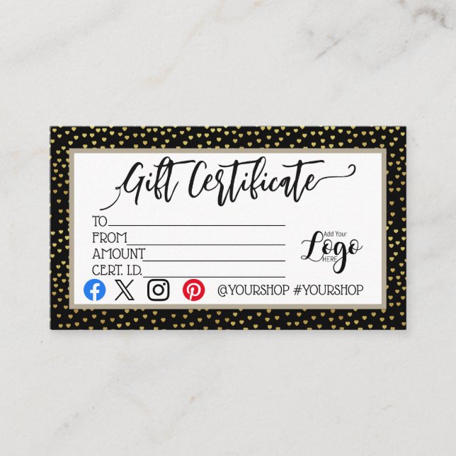 CARTE DE VISITE AJOUTER VOTRE LOGO BON D'AFFAIRES (Devant)