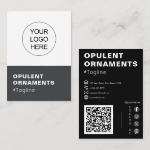 Carte De Visite Ajouter votre logo et code QR Modern Chic