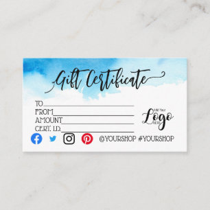 Carte De Visite AJOUTER VOTRE LOGO Marketing de chèques-cadeaux d