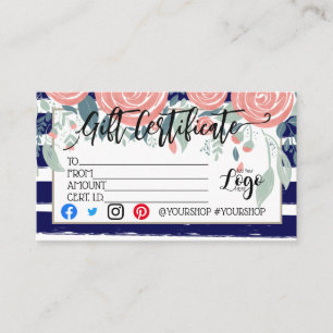 Carte De Visite AJOUTER VOTRE LOGO Marketing de chèques-cadeaux d