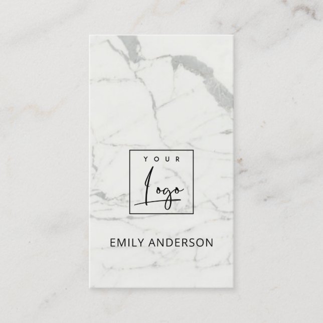 CARTE DE VISITE AJOUTER VOTRE LOGO MINIMAL MARBRE TEXTURE PROFESSI (Devant)