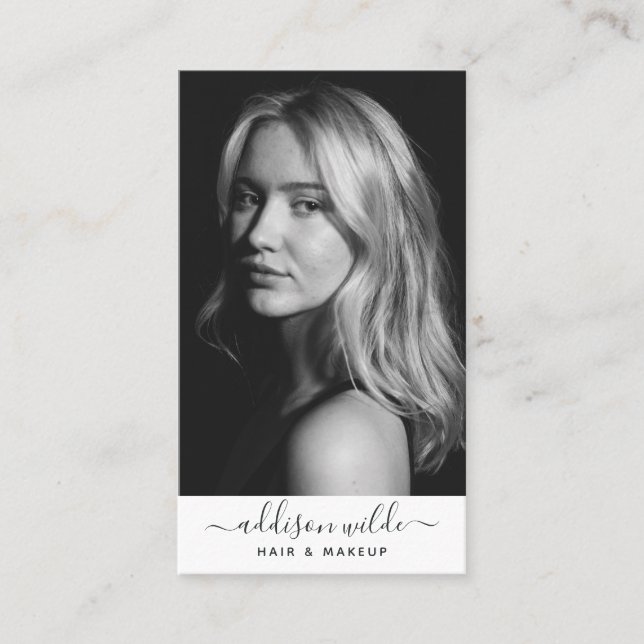 Carte De Visite Ajouter Votre Logo Photo Verticale Minimale Modern (Devant)