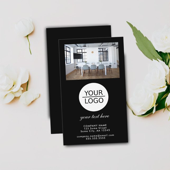 Carte De Visite Ajouter votre logo Promotion du texte personnalisé (Créateur téléchargé)