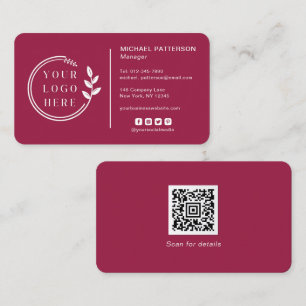 Carte De Visite Ajouter votre logo Social Media QR Code Entreprise