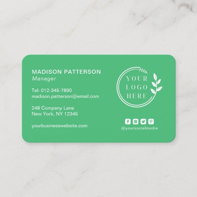 Carte De Visite Ajouter votre logo Social Media QR Code Entreprise (Devant)