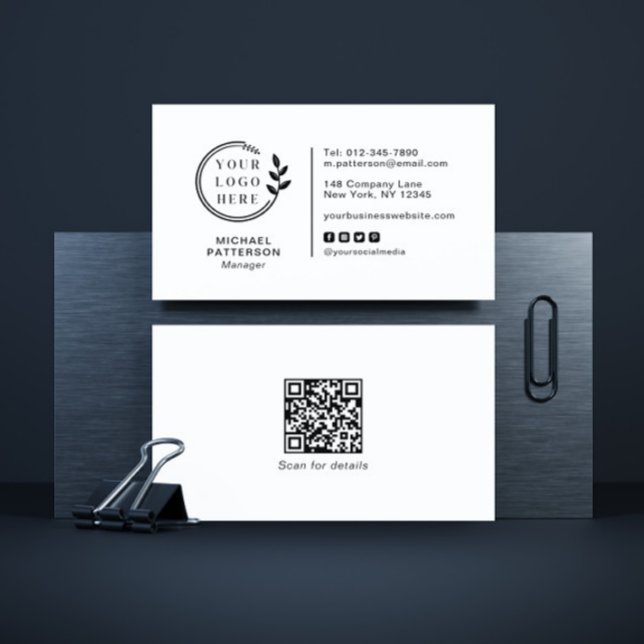 Carte De Visite Ajouter votre logo Social Media QR Code Entreprise (Créateur téléchargé)