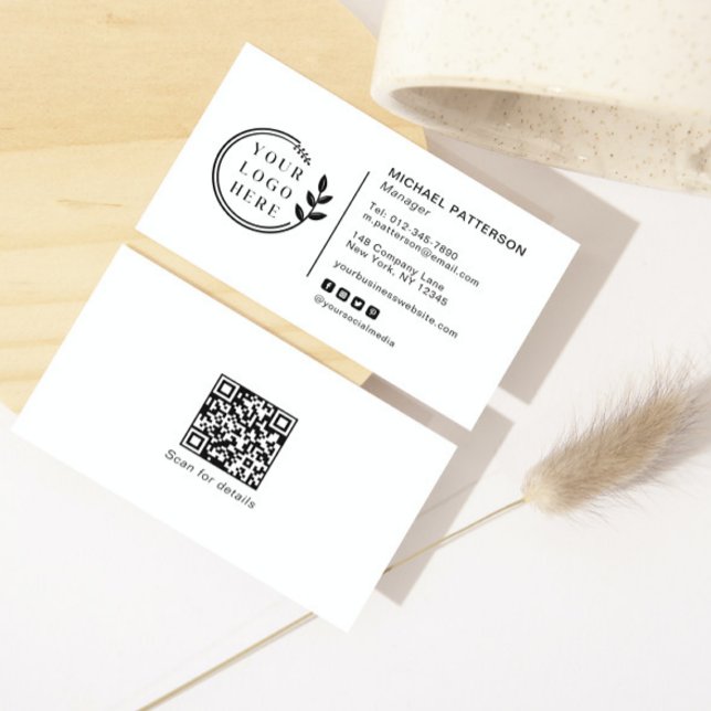 Carte De Visite Ajouter votre logo Social Media QR Code Entreprise (Créateur téléchargé)