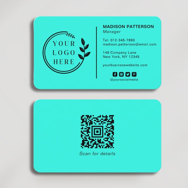 Carte De Visite Ajouter votre logo Social Media QR Code Entreprise (Créateur téléchargé)