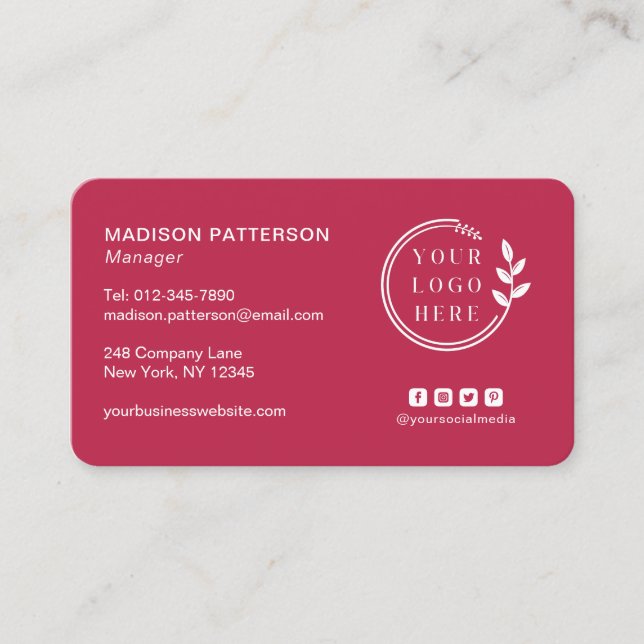 Carte De Visite Ajouter votre logo Social Media QR Code Entreprise (Devant)