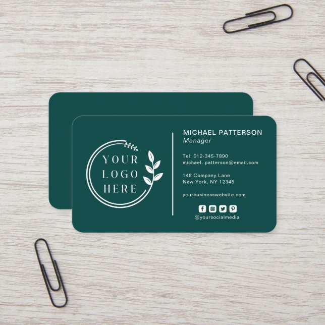 Carte De Visite Ajouter votre logo Social Media QR Code Entreprise (Devant/Arrière en situation)