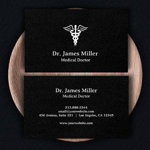 Carte De Visite Ajouter Votre Nom Médicale Caduceus Symbole noir b