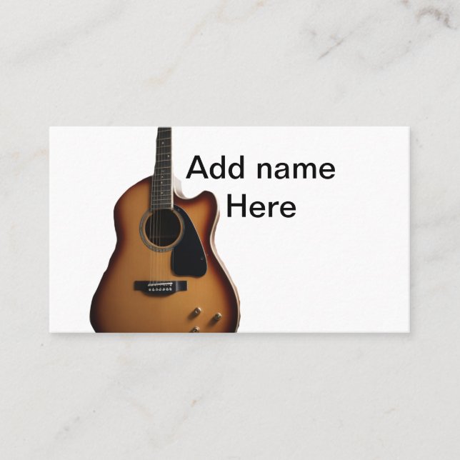 Carte De Visite Ajouter votre nom texte brun acoustique guitare éd (Devant)