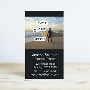 Carte De Visite Ajouter votre photo  Simple Black Professional