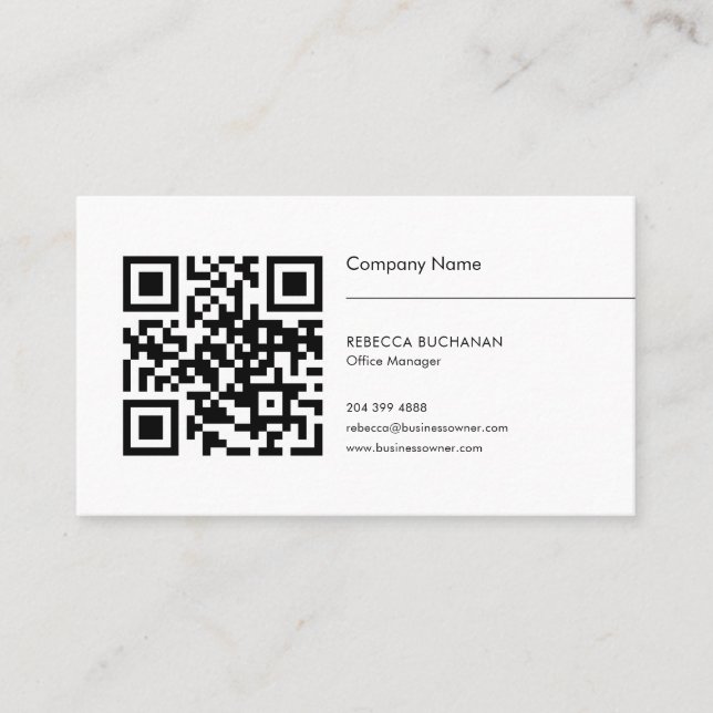 Carte De Visite Ajoutez Votre Code QR Simple Logo de l'Entreprise (Devant)