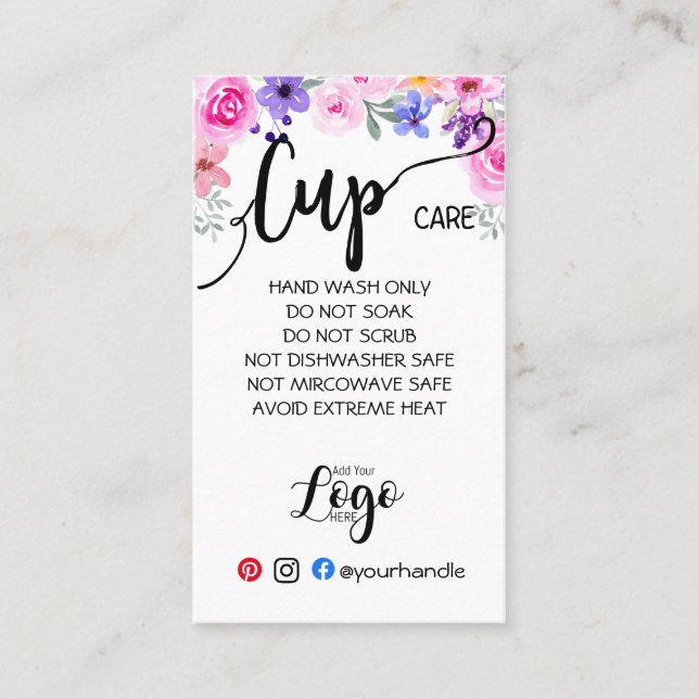 Carte De Visite AJOUTEZ VOTRE coupe LOGO CARE vinyle aquarelle d'e (Devant)
