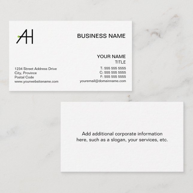 Carte De Visite Ajoutez votre logo (Devant / Derrière)