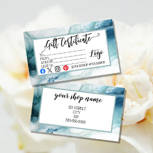 Carte De Visite Ajoutez votre logo Certificat-cadeau marketing